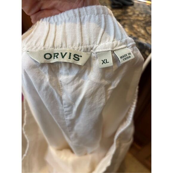 Orvis XL cream lined linen loose fit drawstring elastic waist pants - Picture 6 of 8